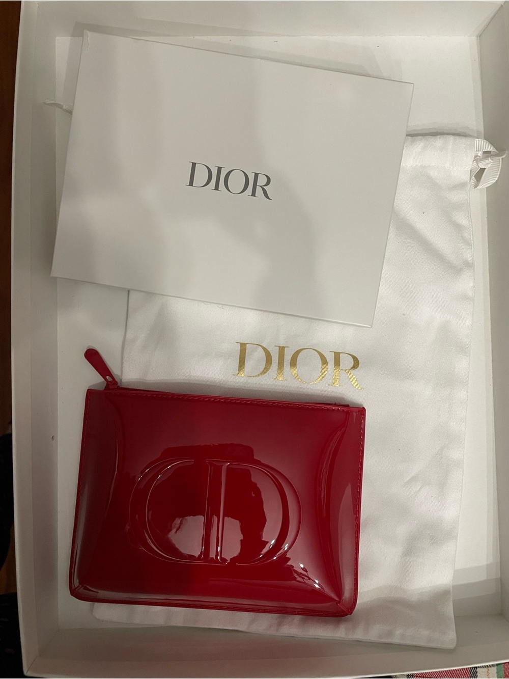 Dior Red Patent Cosmetic Pouch bundle with Dior dust bag - Picture 8 of 10